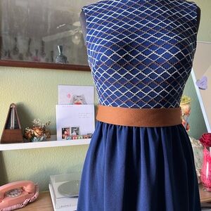 Blue + Brown 70s Gay Gibson Maxi Dress XSmall